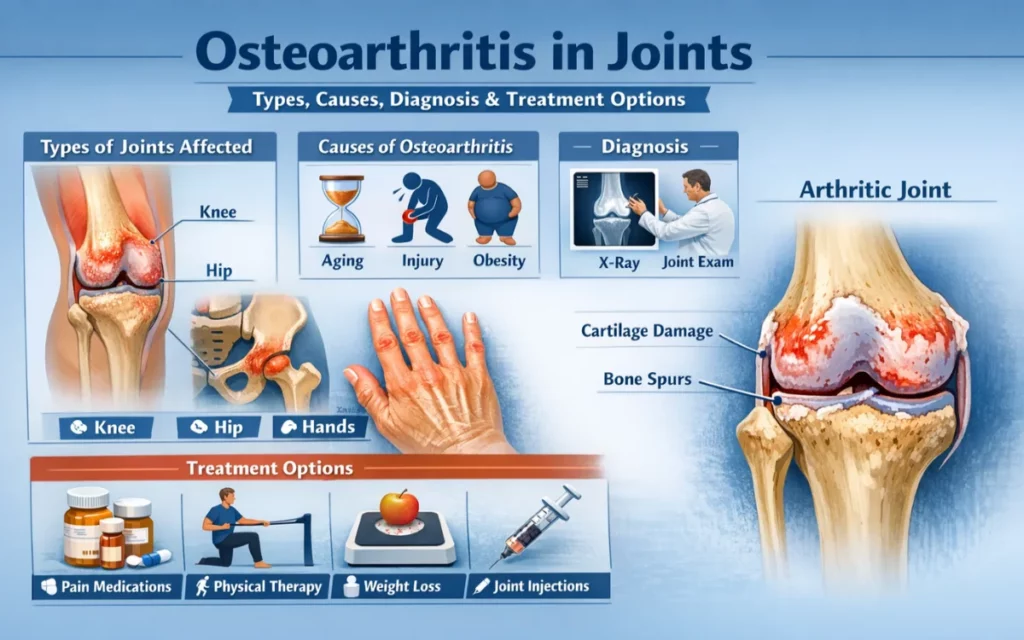 Osteoarthritis in Joints: Types, Causes, Diagnosis & Treatment Options 2 Don't let joint pain hold you back. Learn about osteoarthritis types, causes, diagnosis, and expert treatment options available in Dubai.
