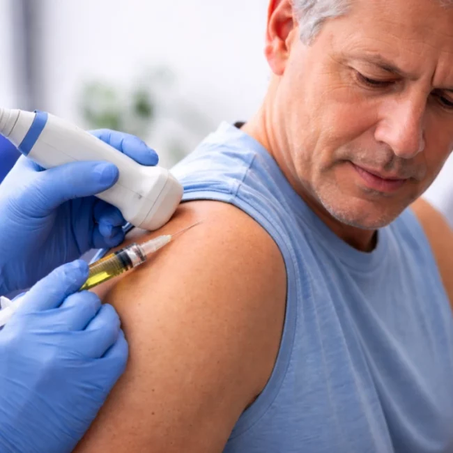 shoulder specialist in dubai giving Stem Cell Therapy for Frozen Shoulder & Rotator Cuff Relief