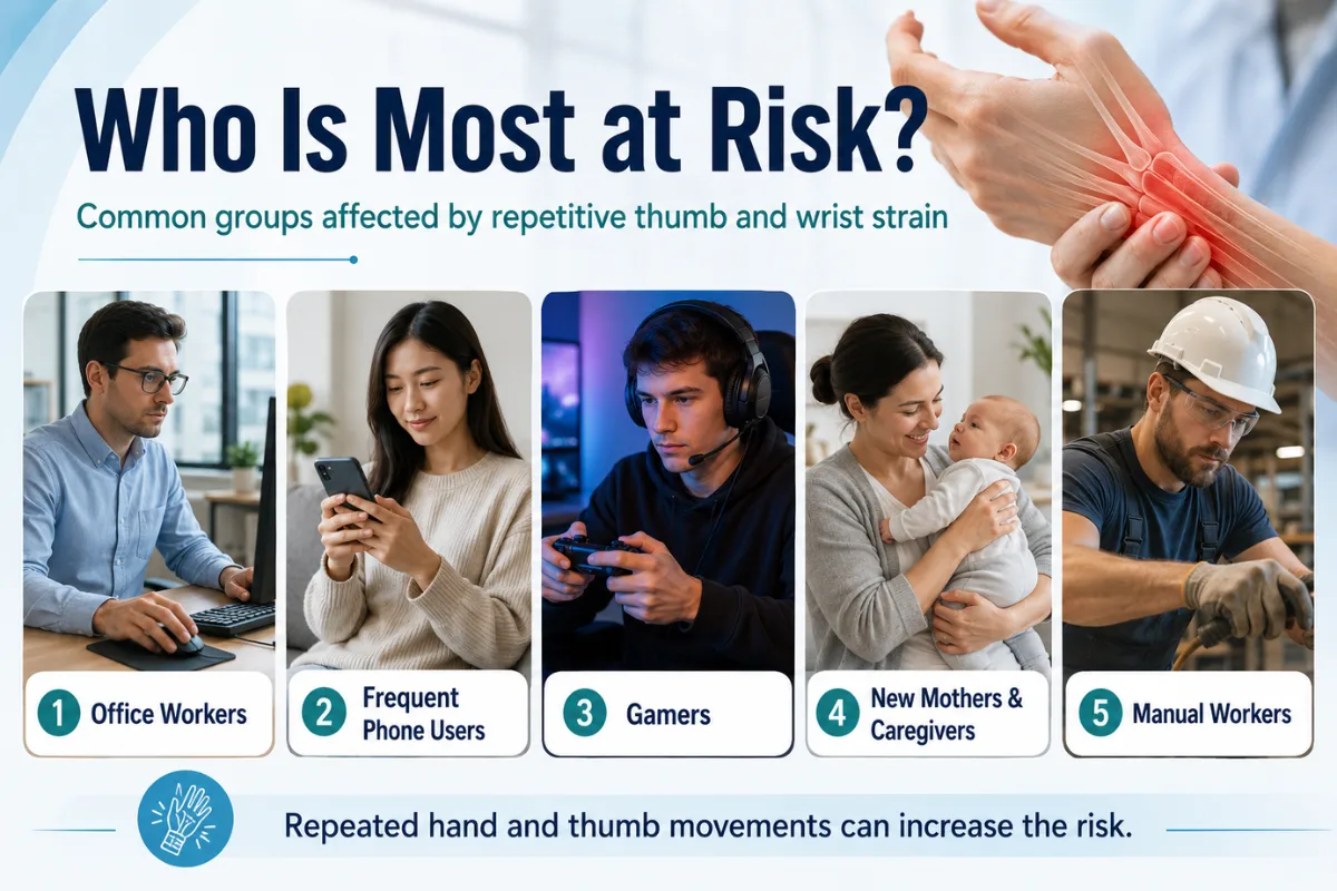 Common groups affected by repetittive thumb & wrist strain