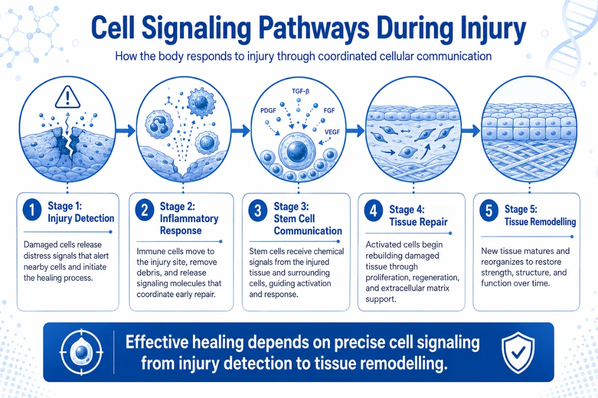 What Is Stem Cell Signaling and Why Is It Important? 3 cell signaling pathways during injury infographic