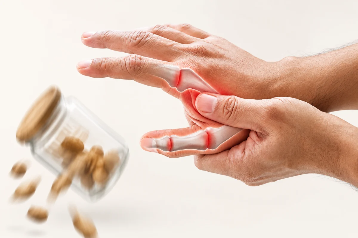 Inflamed thumb joint causing pain and discomfort